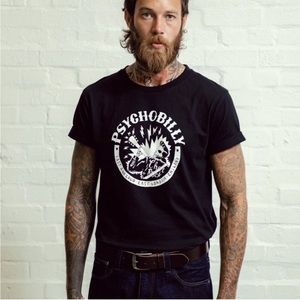 Chet Rock Psychobilly T-Shirt Black Skull Guitar